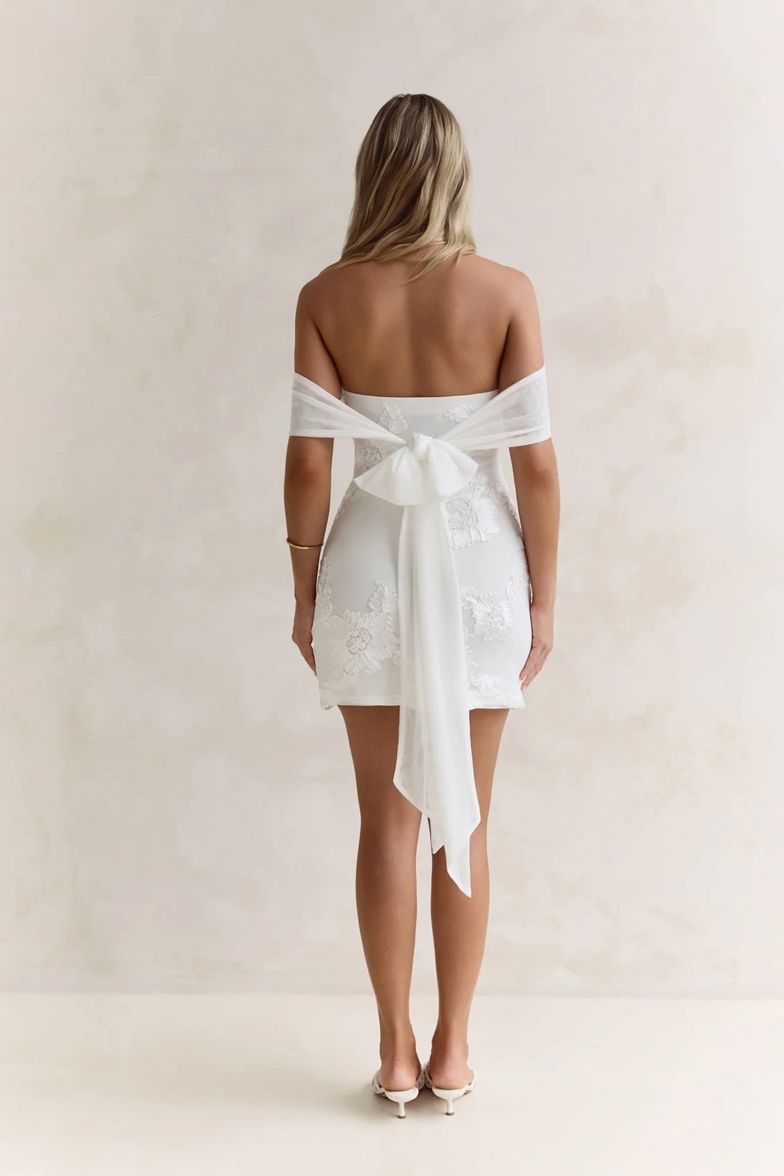 Forevermore Mesh Off Shoulder Mini Dress White
