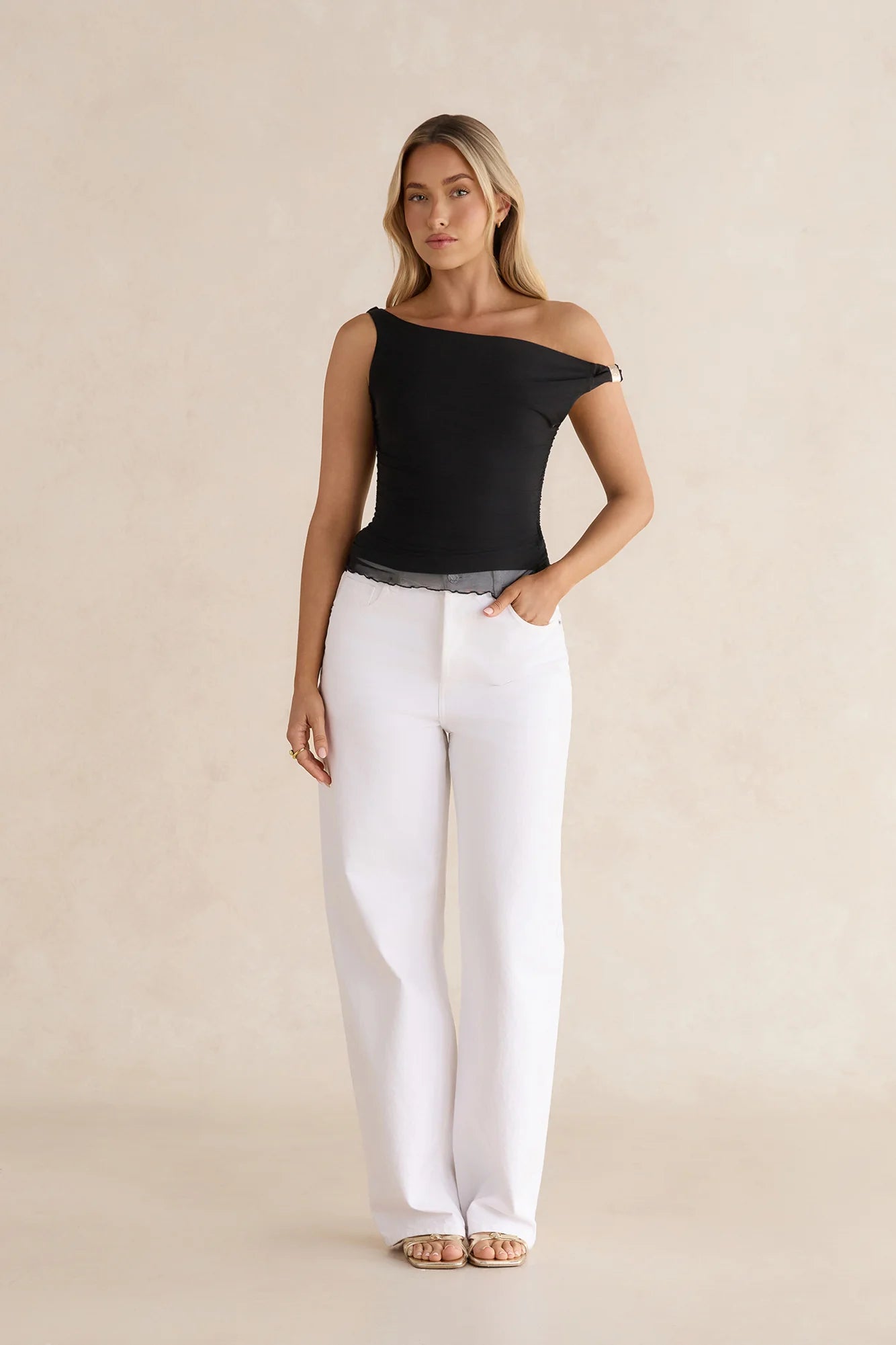 Sunset Ride Mesh Off Shoulder Black
