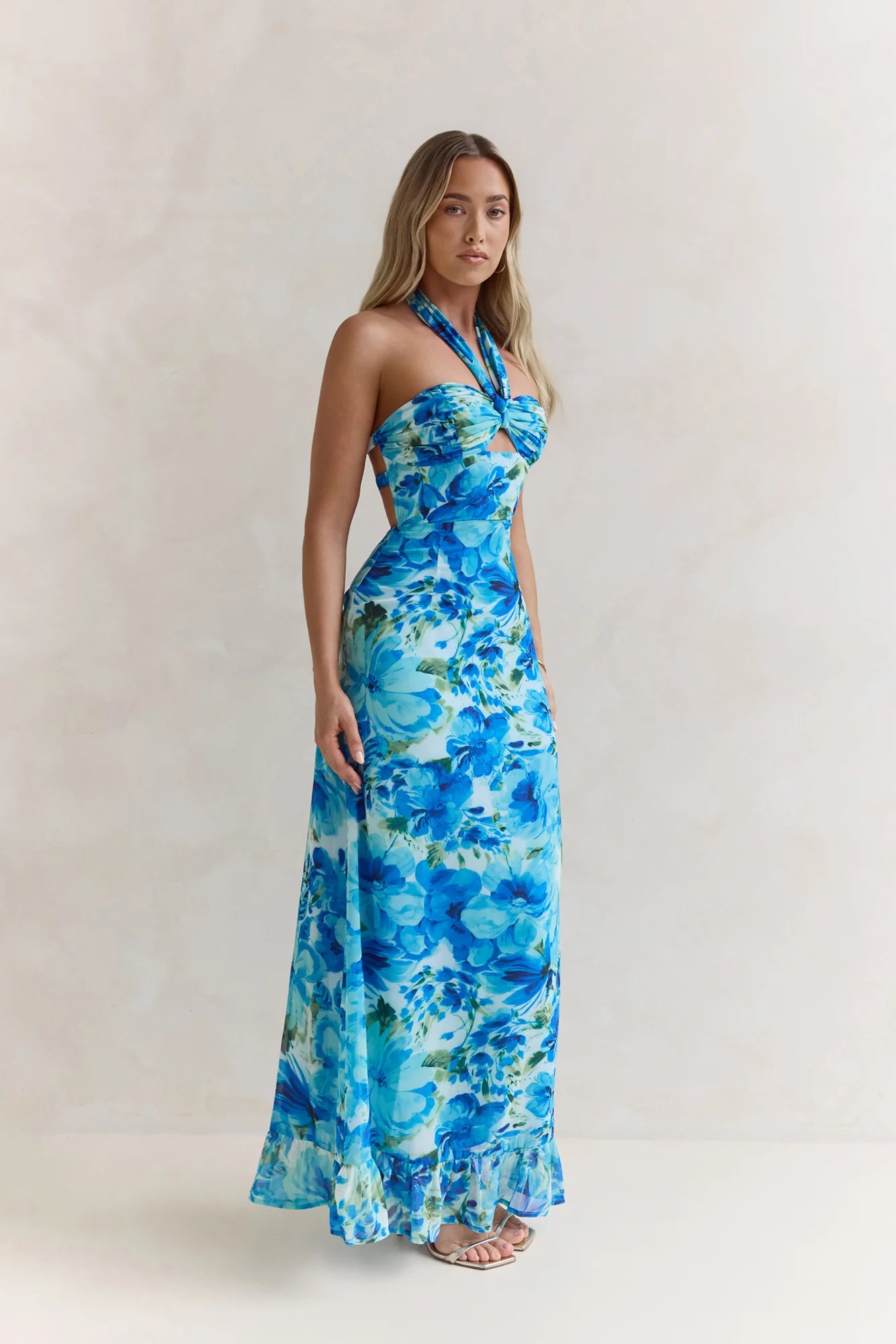 Volume Up Strapless Maxi Dress Blue