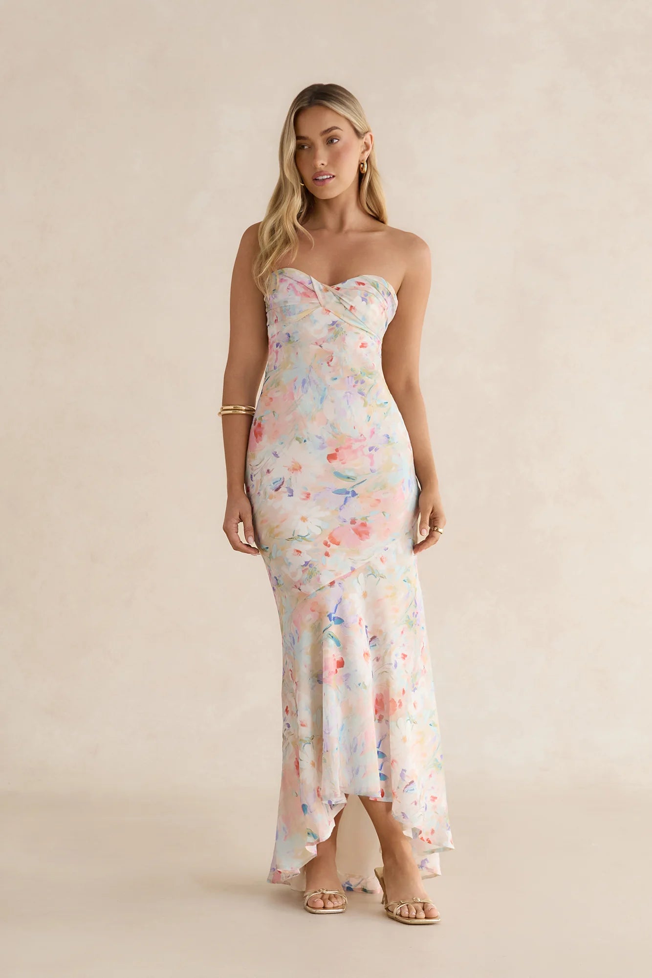 Midday Dreaming Strapless Maxi Dress Pink Multi
