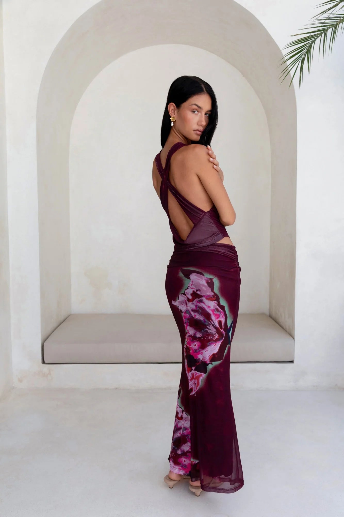 Bloom At Dawn Mesh Top Plum