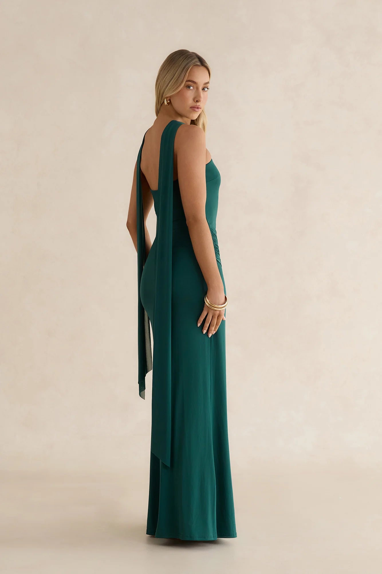 Day To Night Luxe Strapless Maxi Dress Green