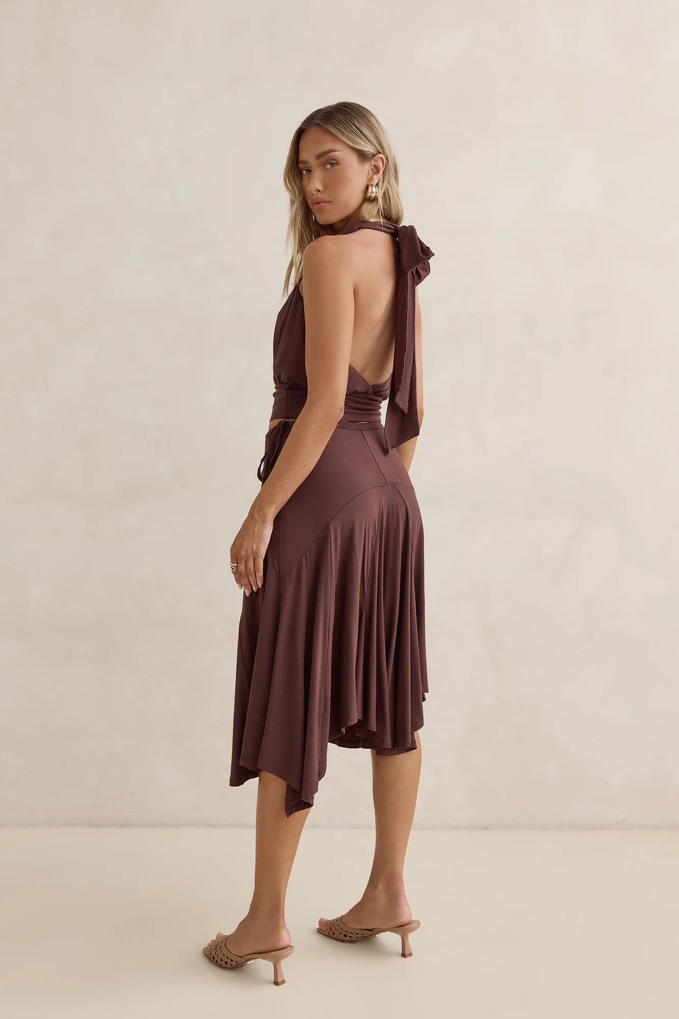 Dreamy Shores Midi Skirt Brown