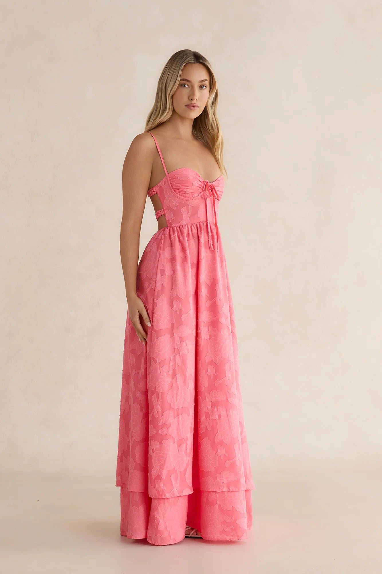 Floral Fresh Maxi Dress Coral