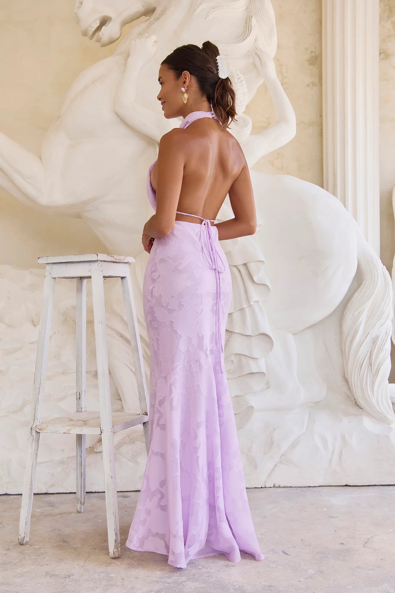 Letters Of Love Halter Maxi Dress Lilac