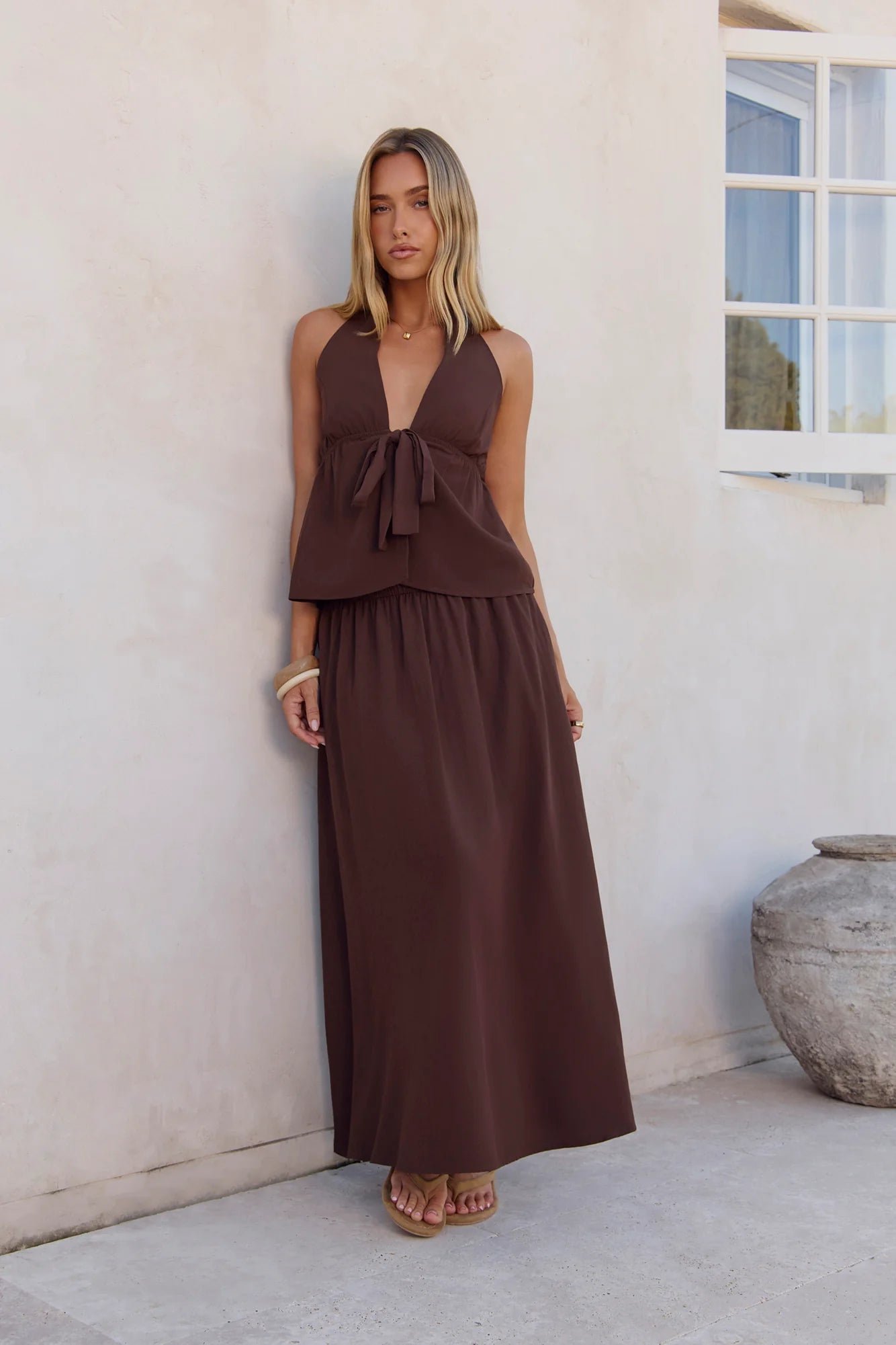 Glass Hearts Maxi Skirt Brown