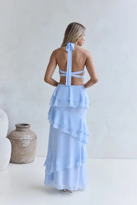 Path Of Fate Halter Maxi Dress Blue