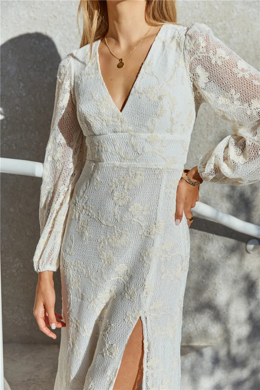 Layla Long-Sleeve Maxi Dress Cream