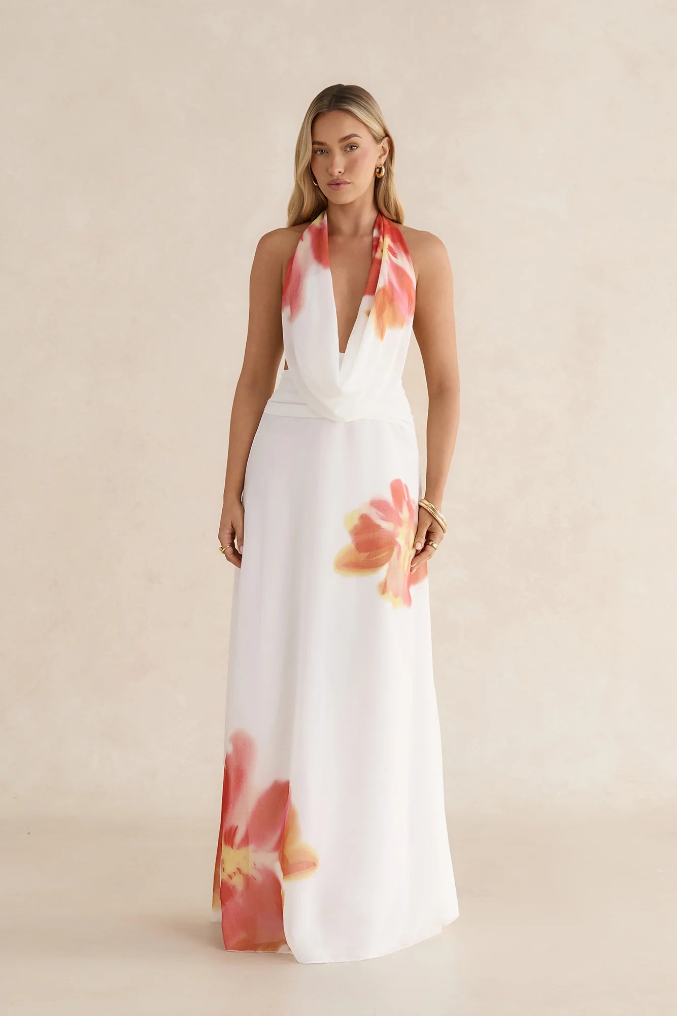 Orchid Oasis Maxi Dress White