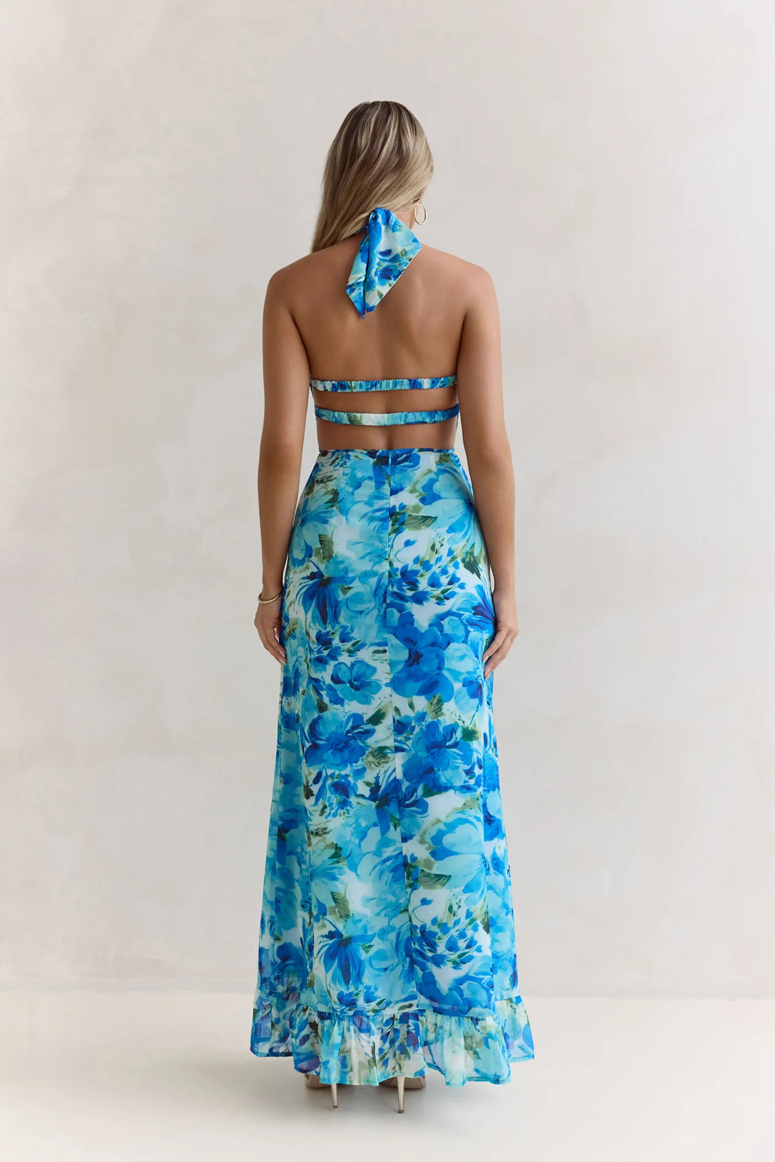 Volume Up Strapless Maxi Dress Blue