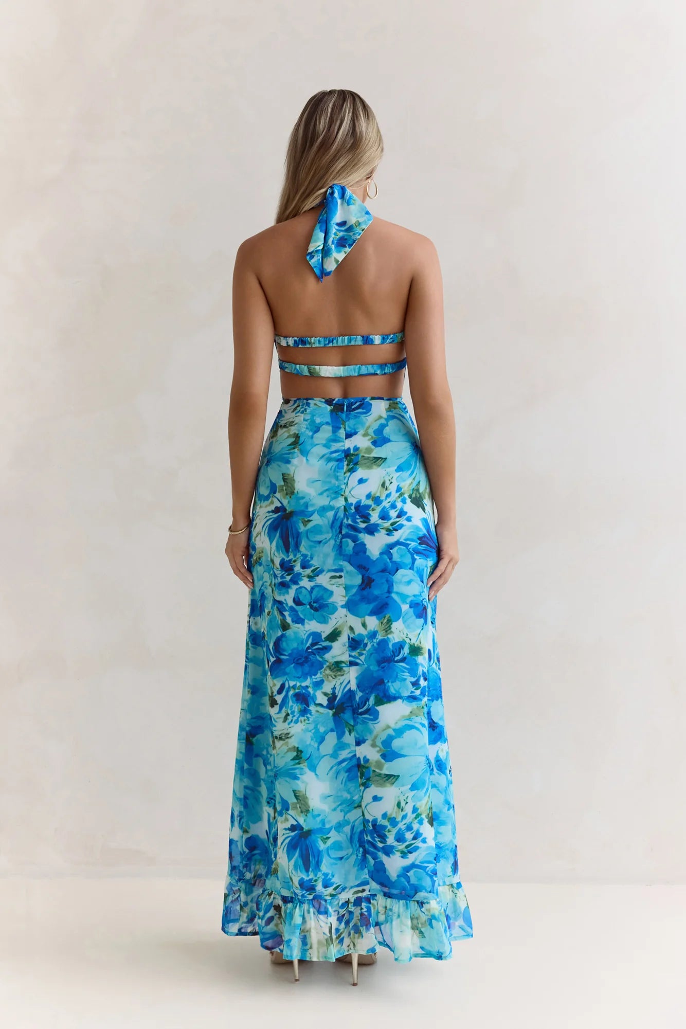 Volume Up Strapless Maxi Dress Blue