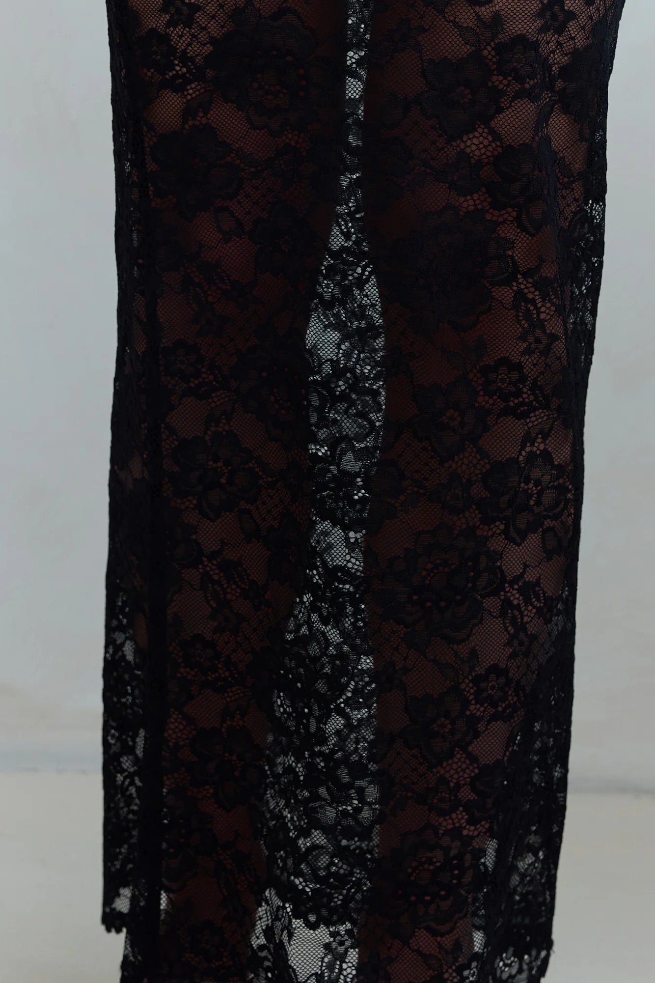 Date In Soho Sheer Lace Maxi Skirt Black