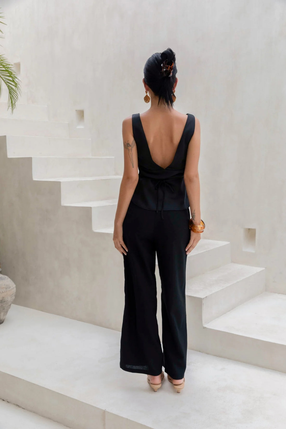 Essence Of Sunlight Satin Top Black