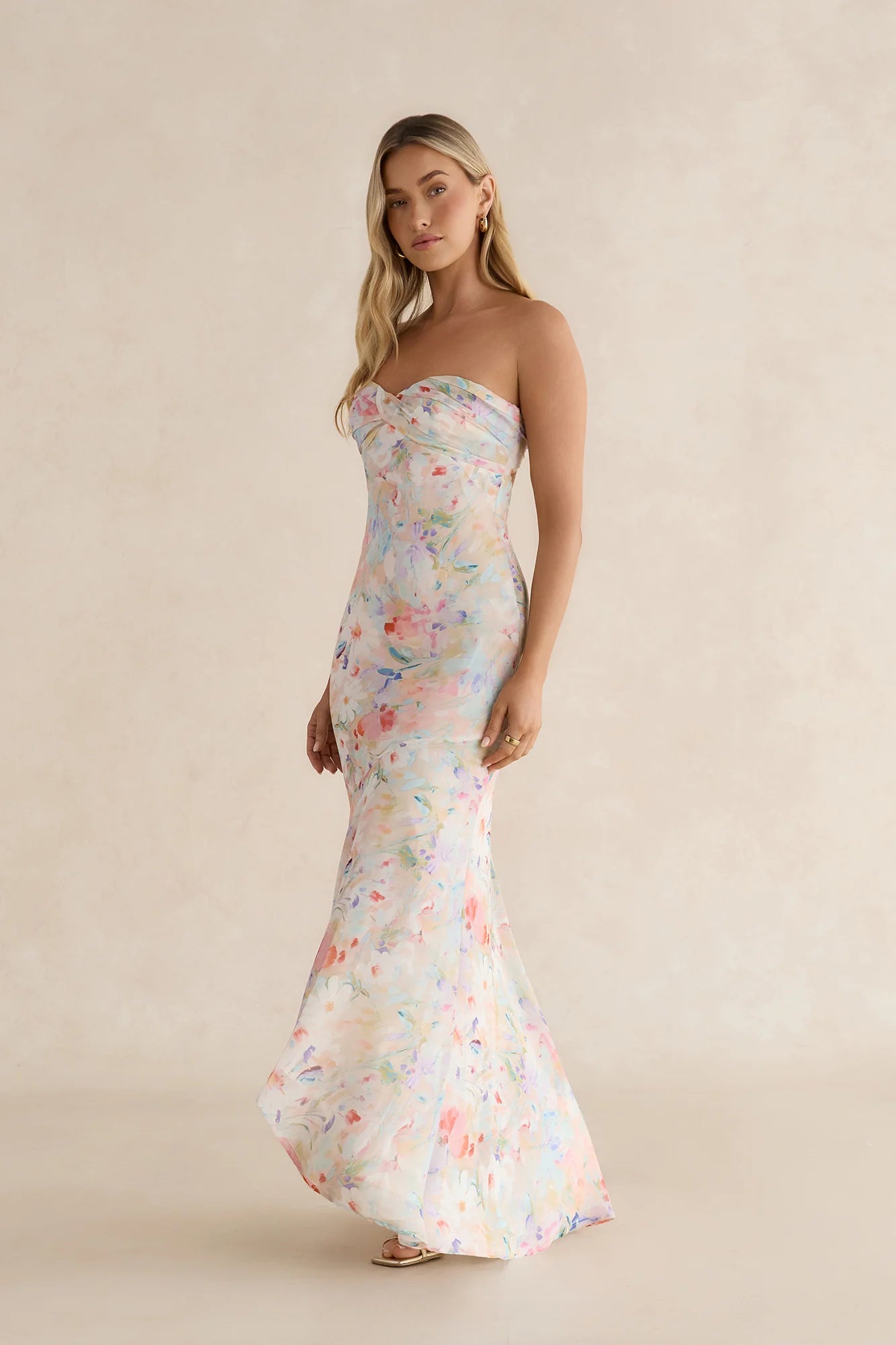 Midday Dreaming Strapless Maxi Dress Pink Multi
