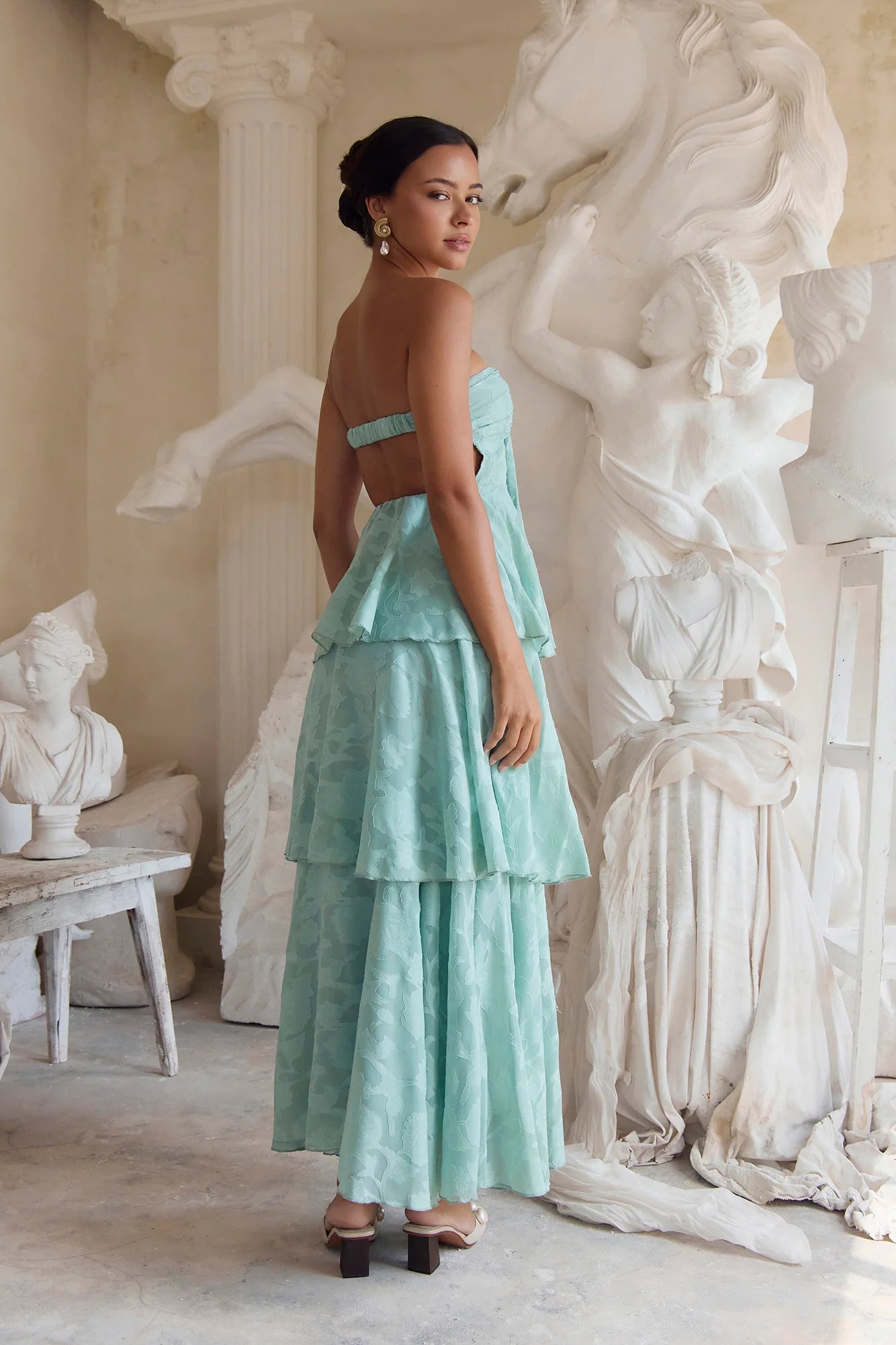 Know Your Heart Strapless Maxi Dress Sage