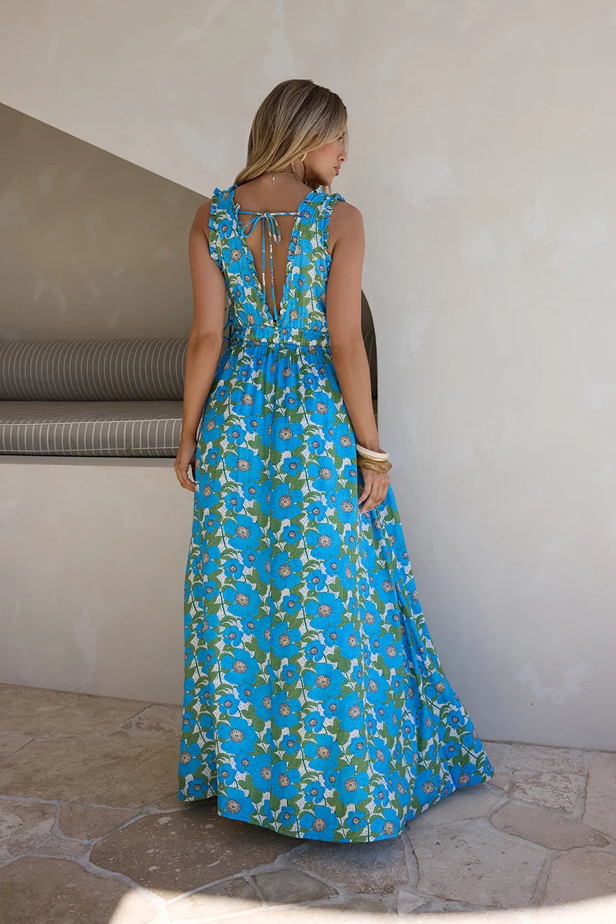 Sunny Allure Maxi Dress Blue