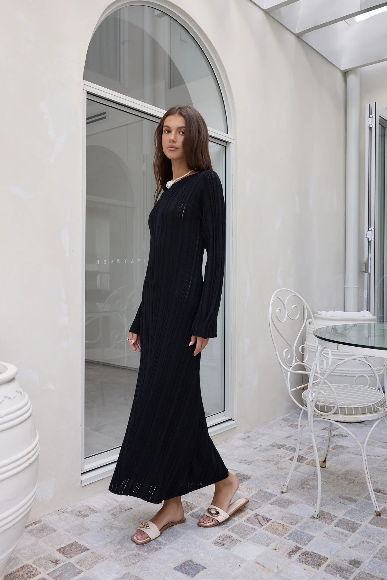 Love On Holidays Long Sleeve Maxi Dress Black