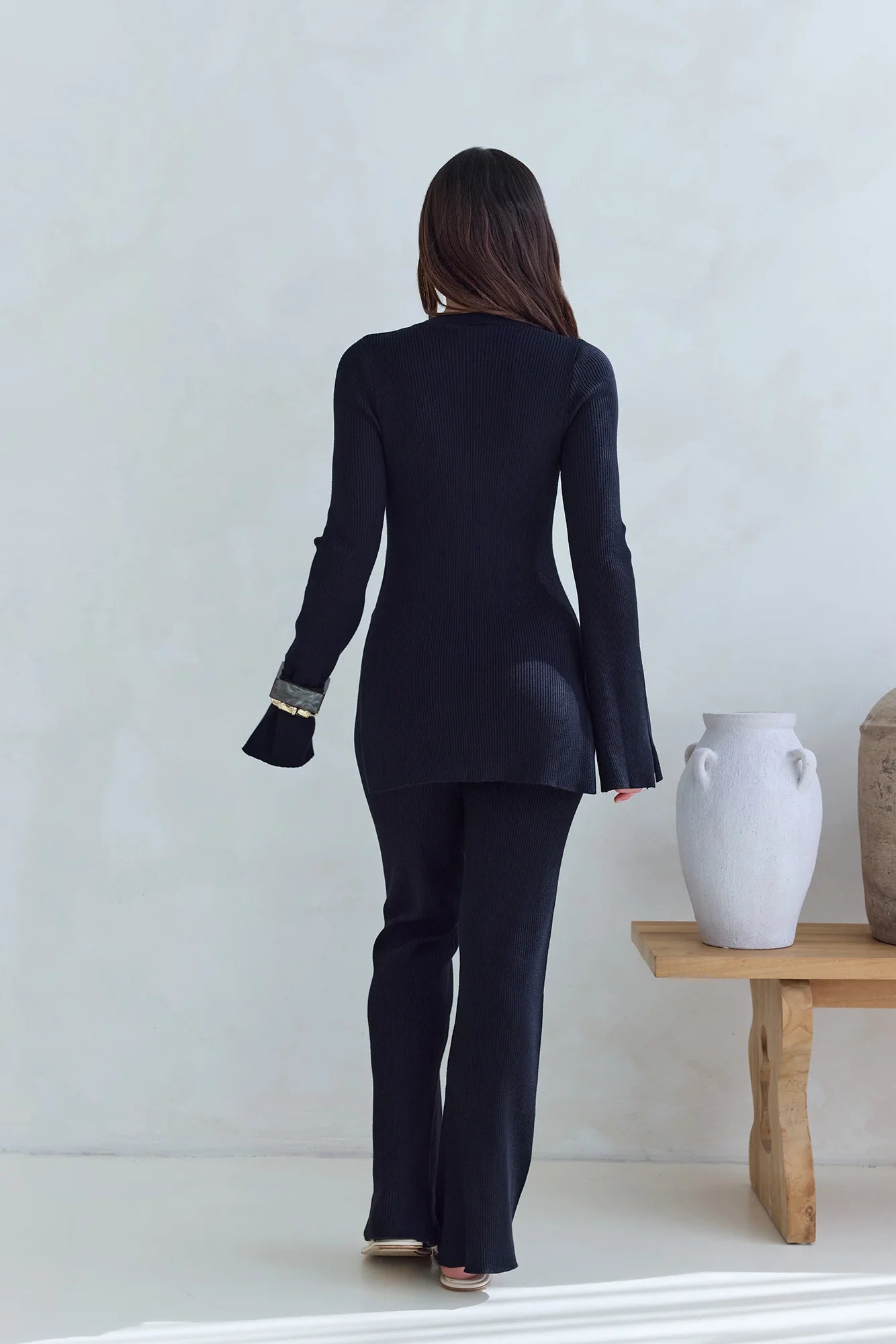 Cosy Holidays Long Sleeve Ribbed Top Black