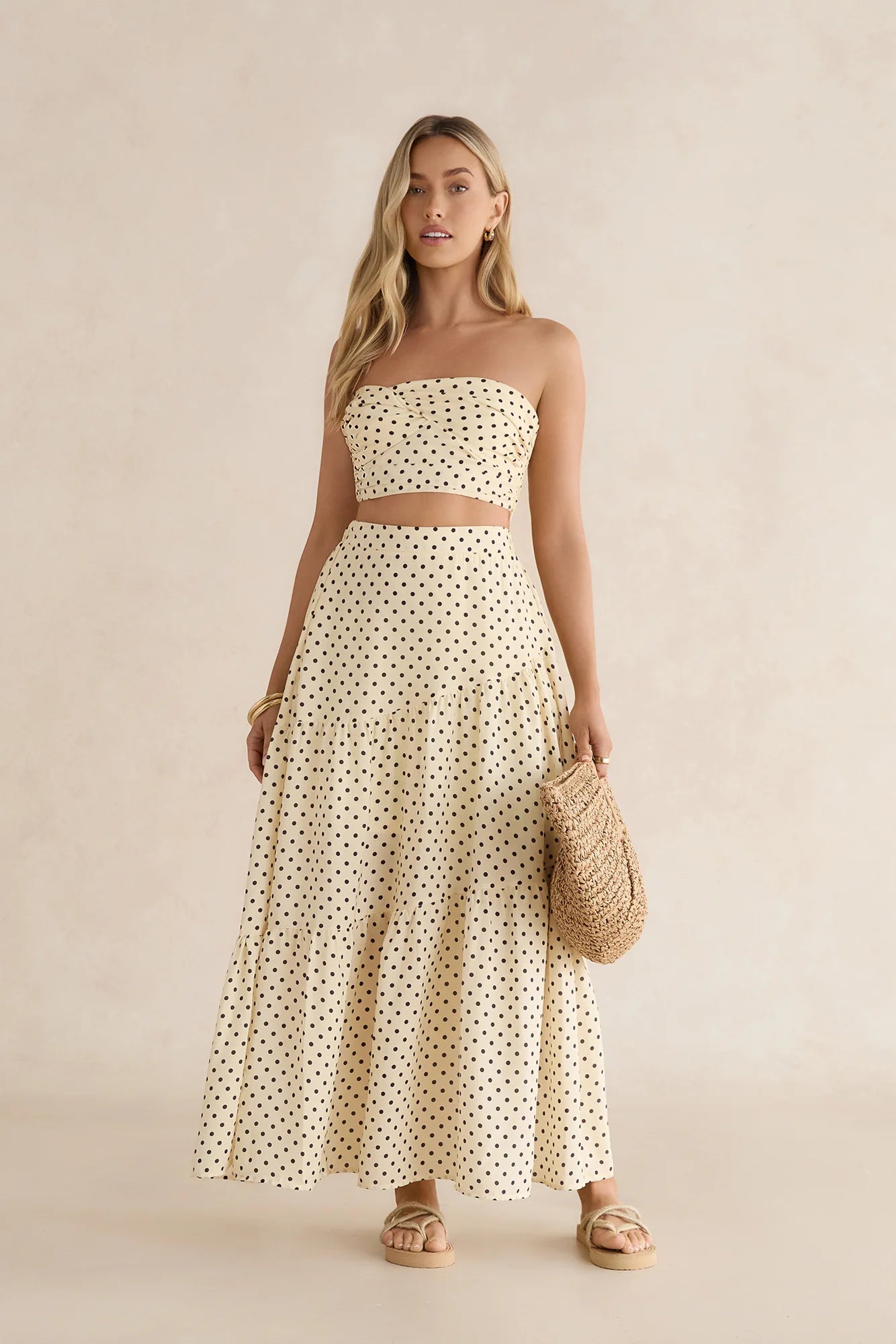 Shimmering Sands Polka Dot Crop Top Yellow