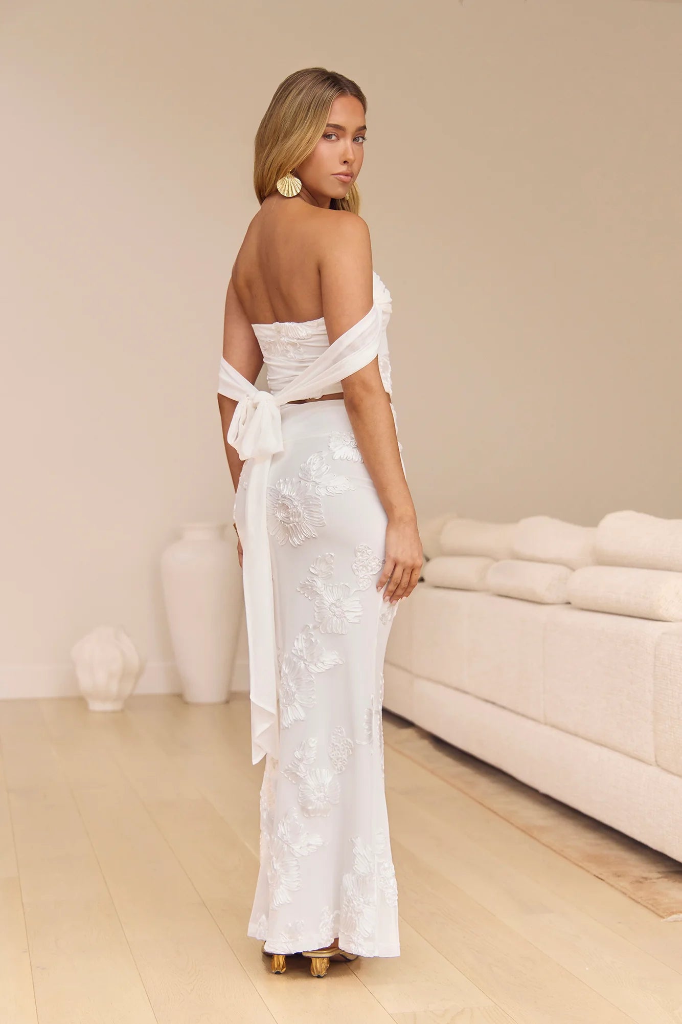 Salty Skies Mesh Maxi Skirt White