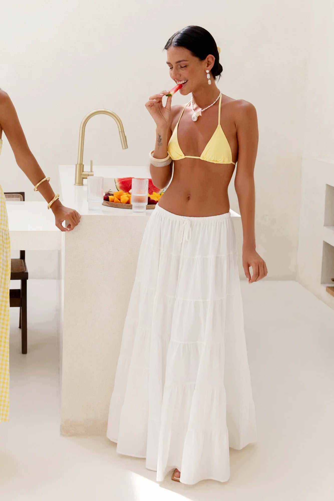 Evaline Maxi Skirt White
