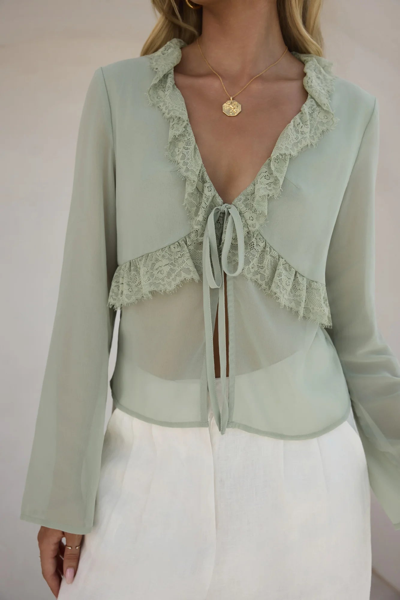 Stroke Of Luck Long Sleeve Top Sage
