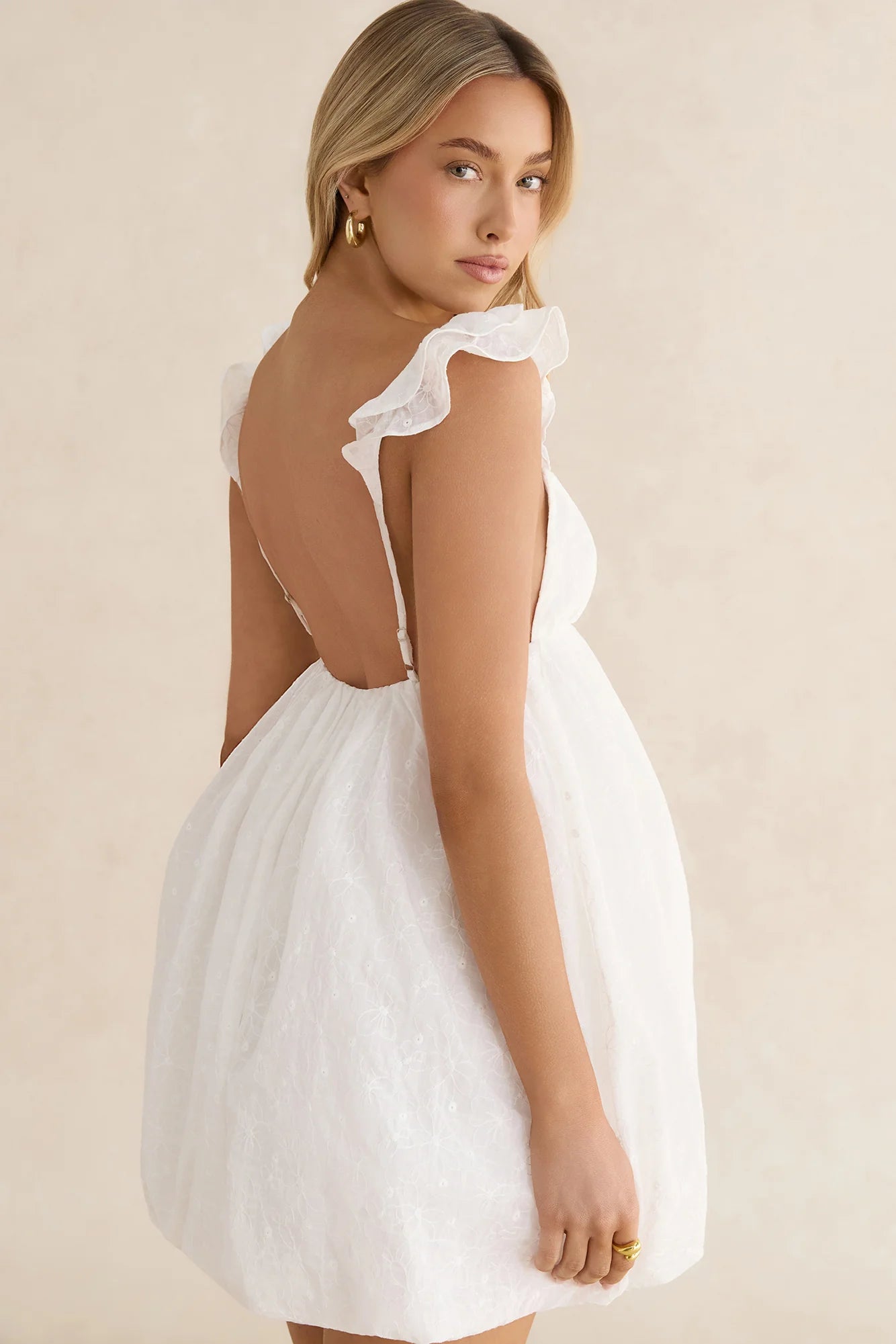 Rosette Mist Mini Dress White