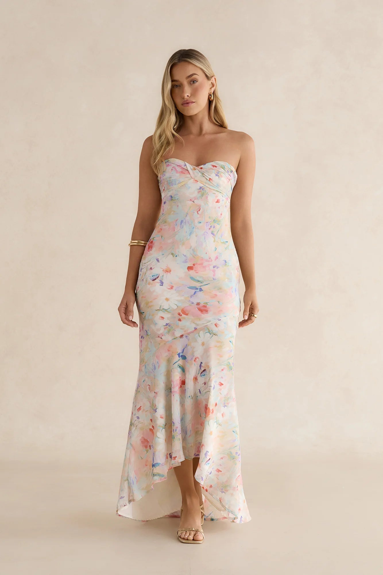 Midday Dreaming Strapless Maxi Dress Pink Multi