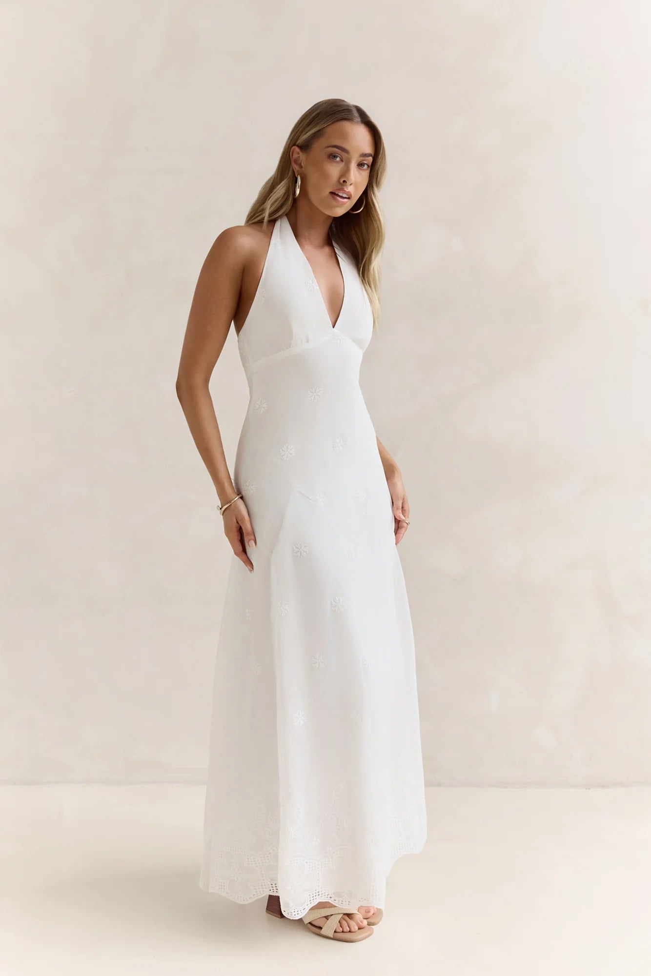 World Of Wonder Halter Maxi Dress White