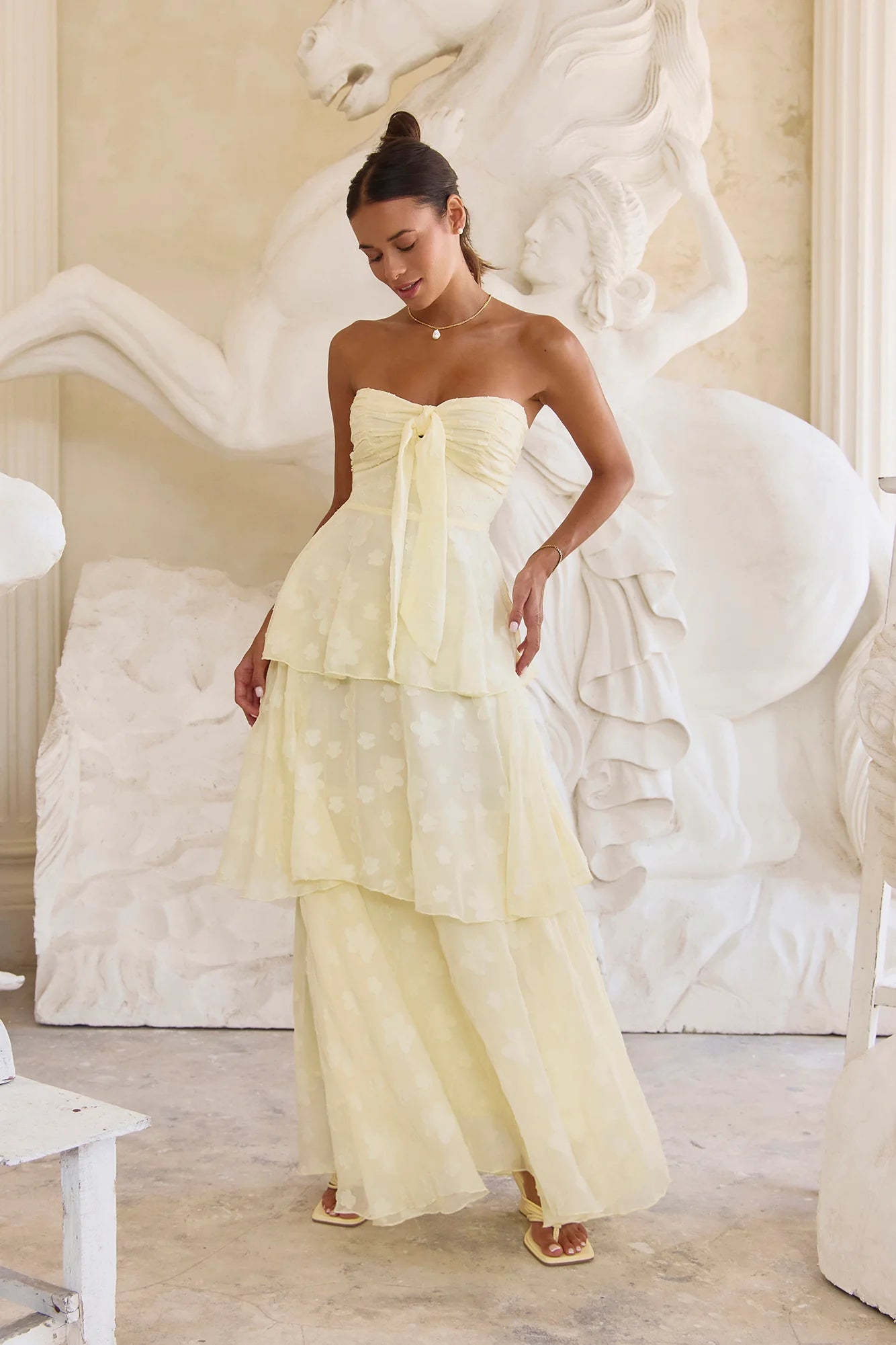 Higher Skies Strapless Maxi Dress Yellow