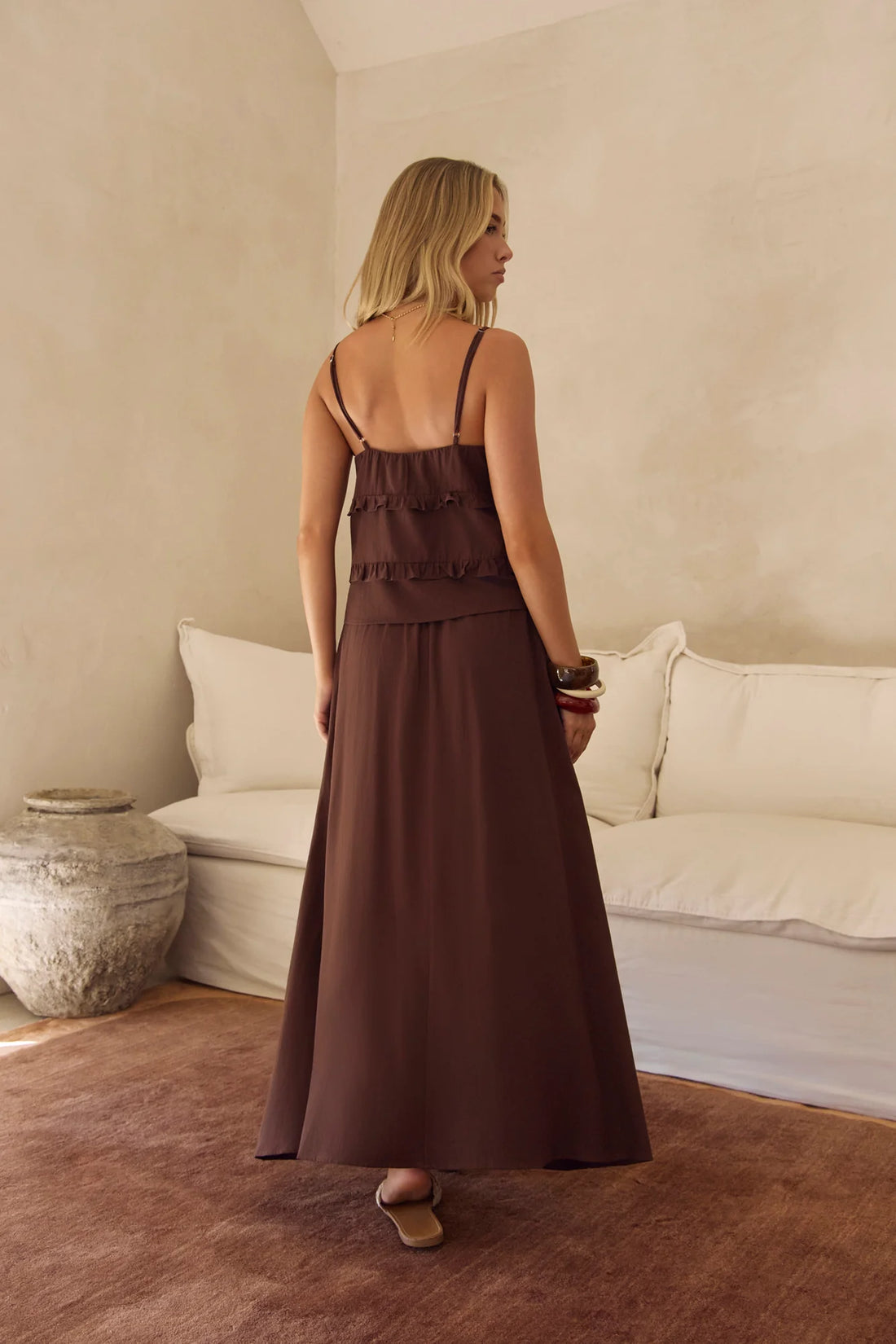 Glass Hearts Maxi Skirt Brown