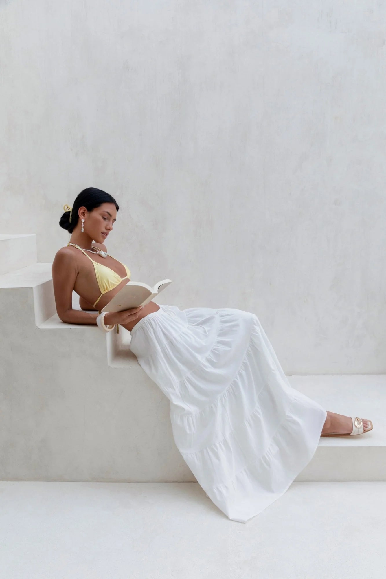 Evaline Maxi Skirt White