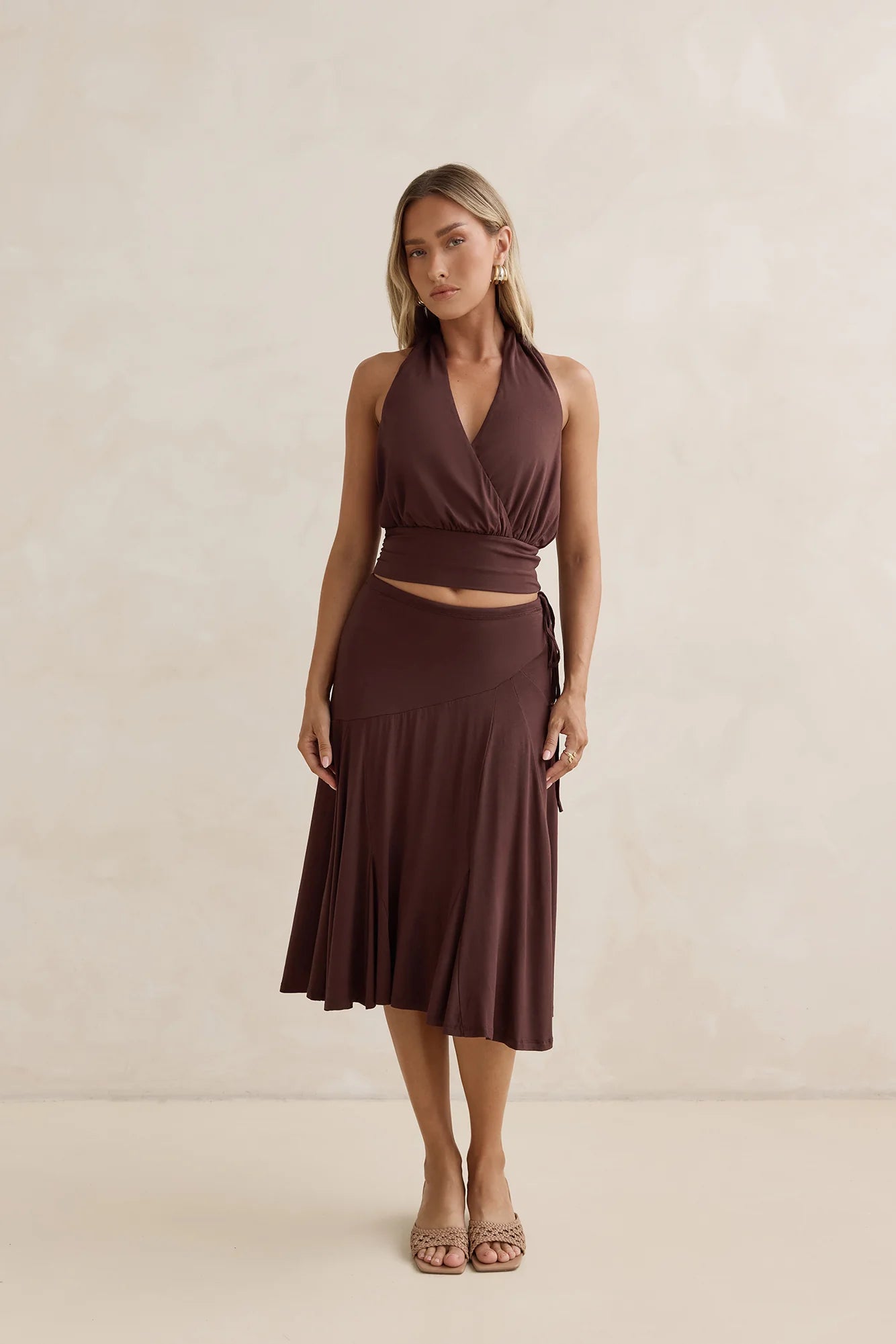 Dreamy Shores Halter Top Brown