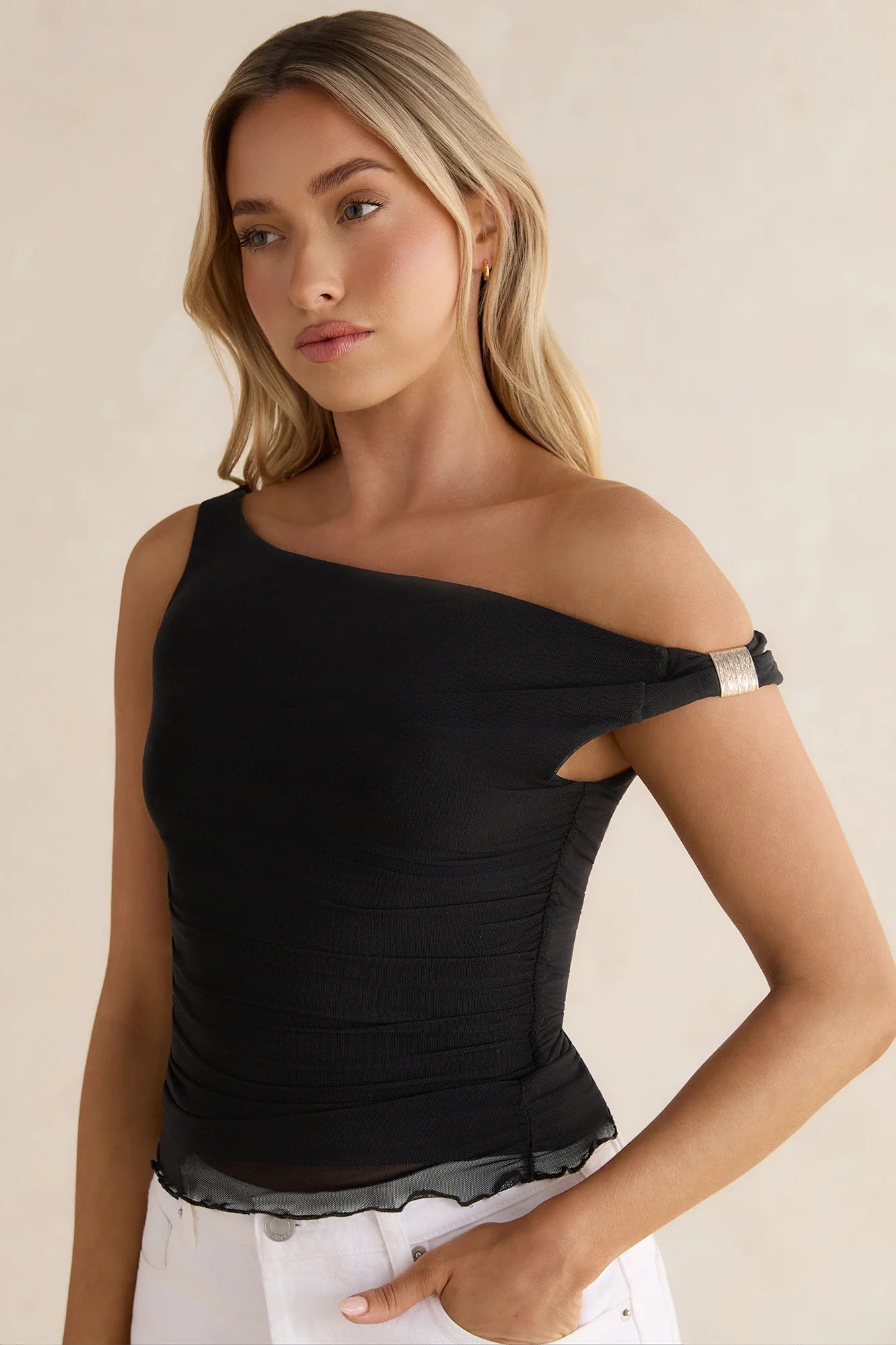 Sunset Ride Mesh Off Shoulder Black