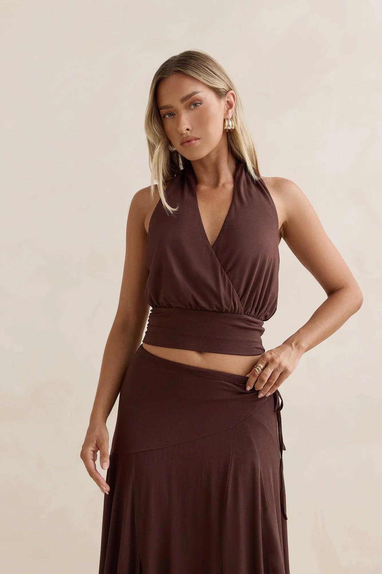 Dreamy Shores Halter Top Brown