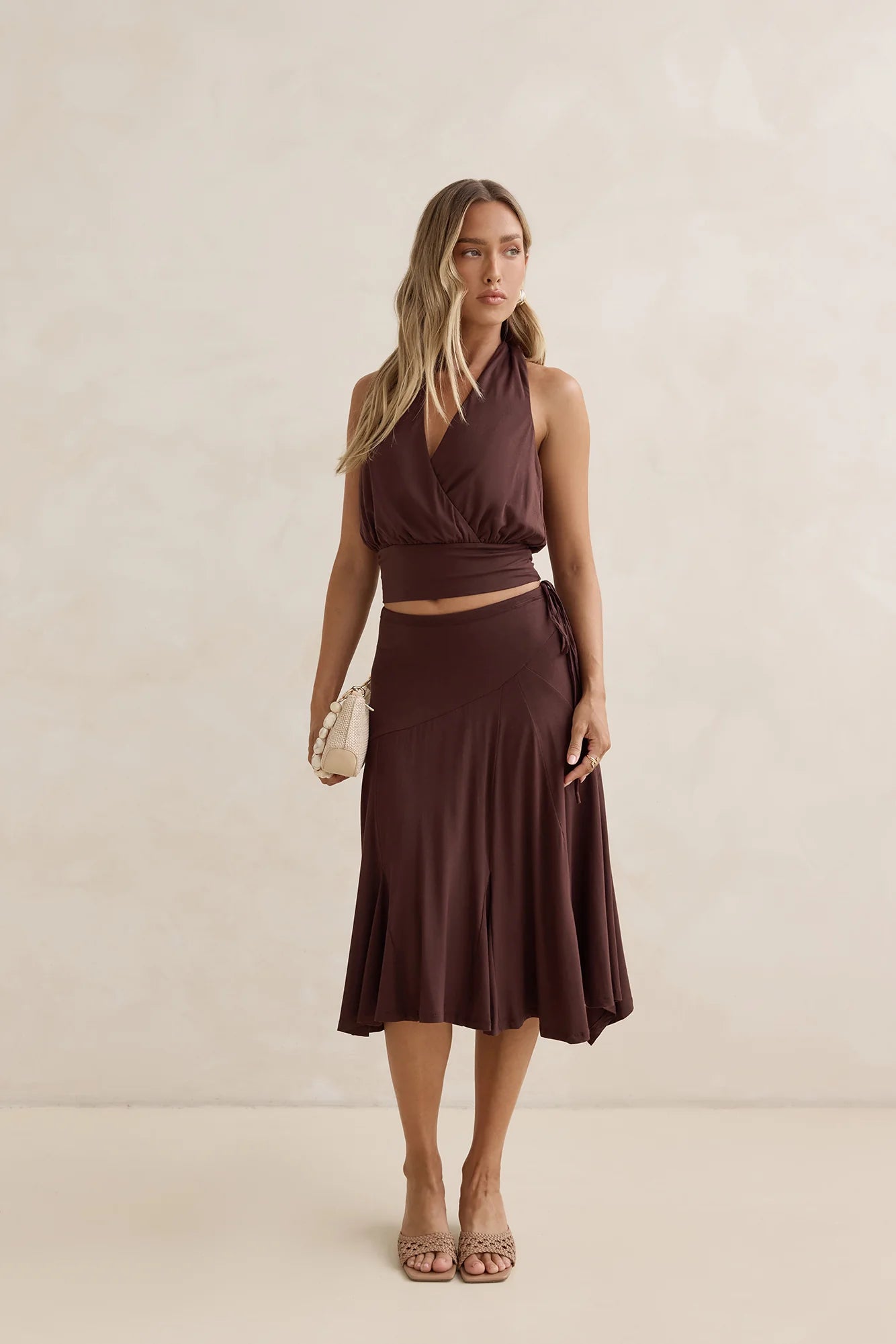 Dreamy Shores Halter Top Brown