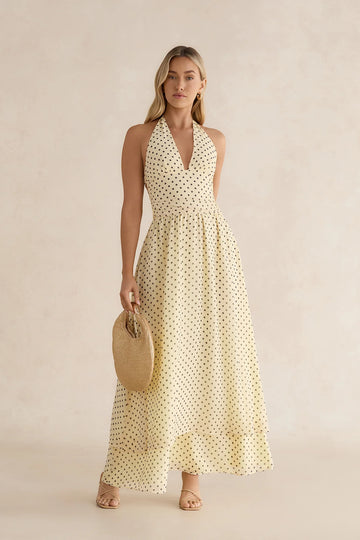 Sorbet Soiree Halter Maxi Dress Yellow