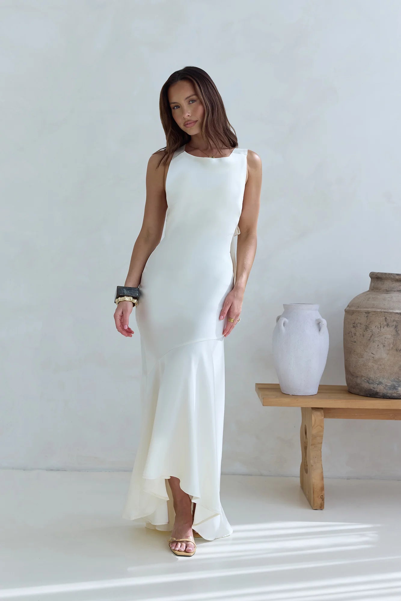 Oath To You Satin Maxi Dress Champagne