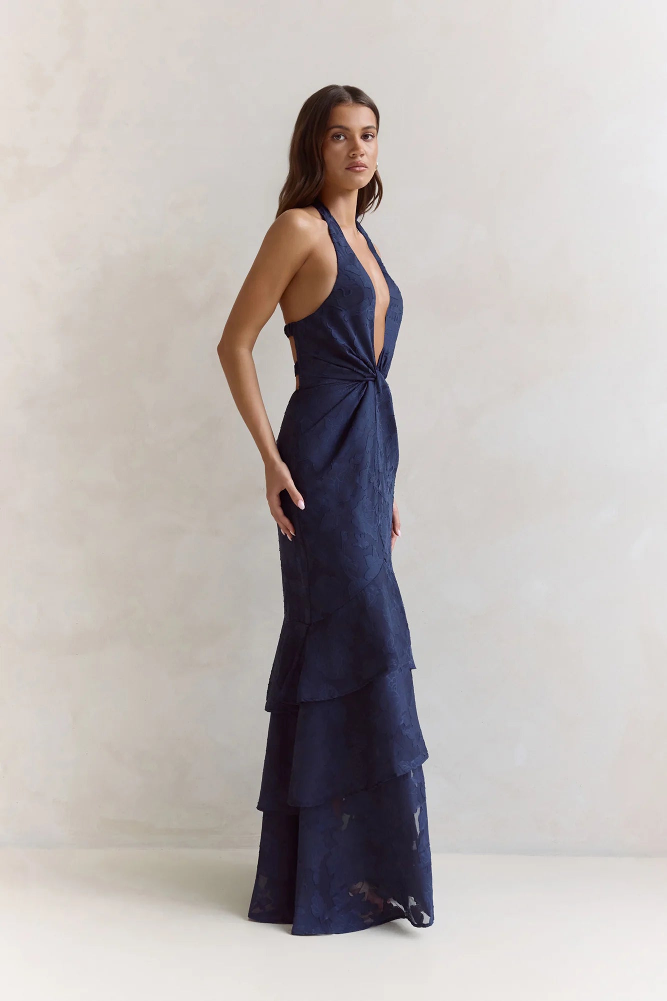 Heartbeat Haze Halter Maxi Dress Navy