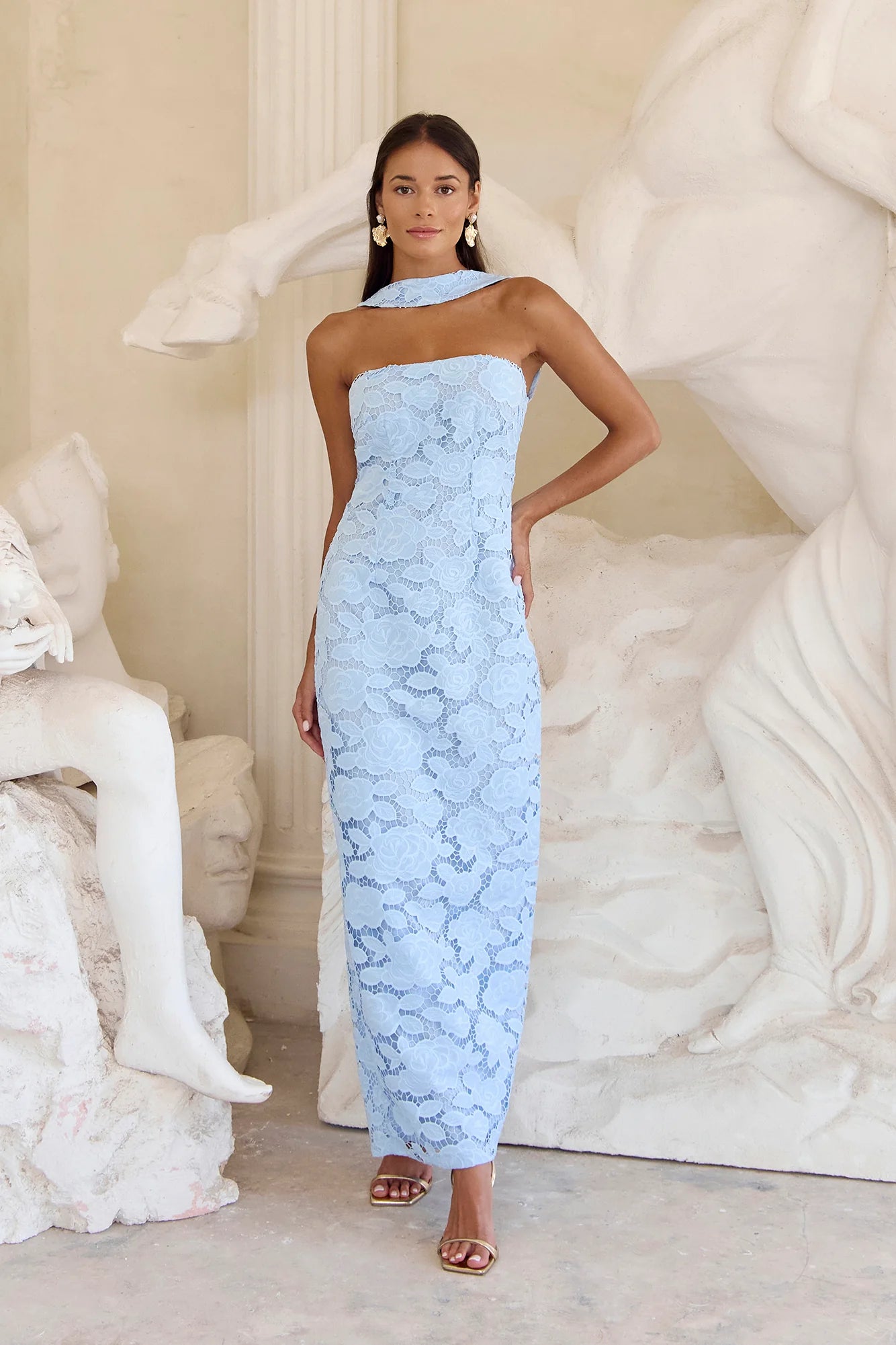 In Orbit Halter Maxi Dress Blue