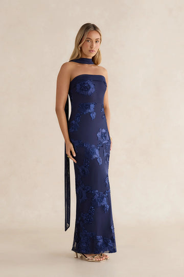 Midnight Blossom Maxi Dress Navy