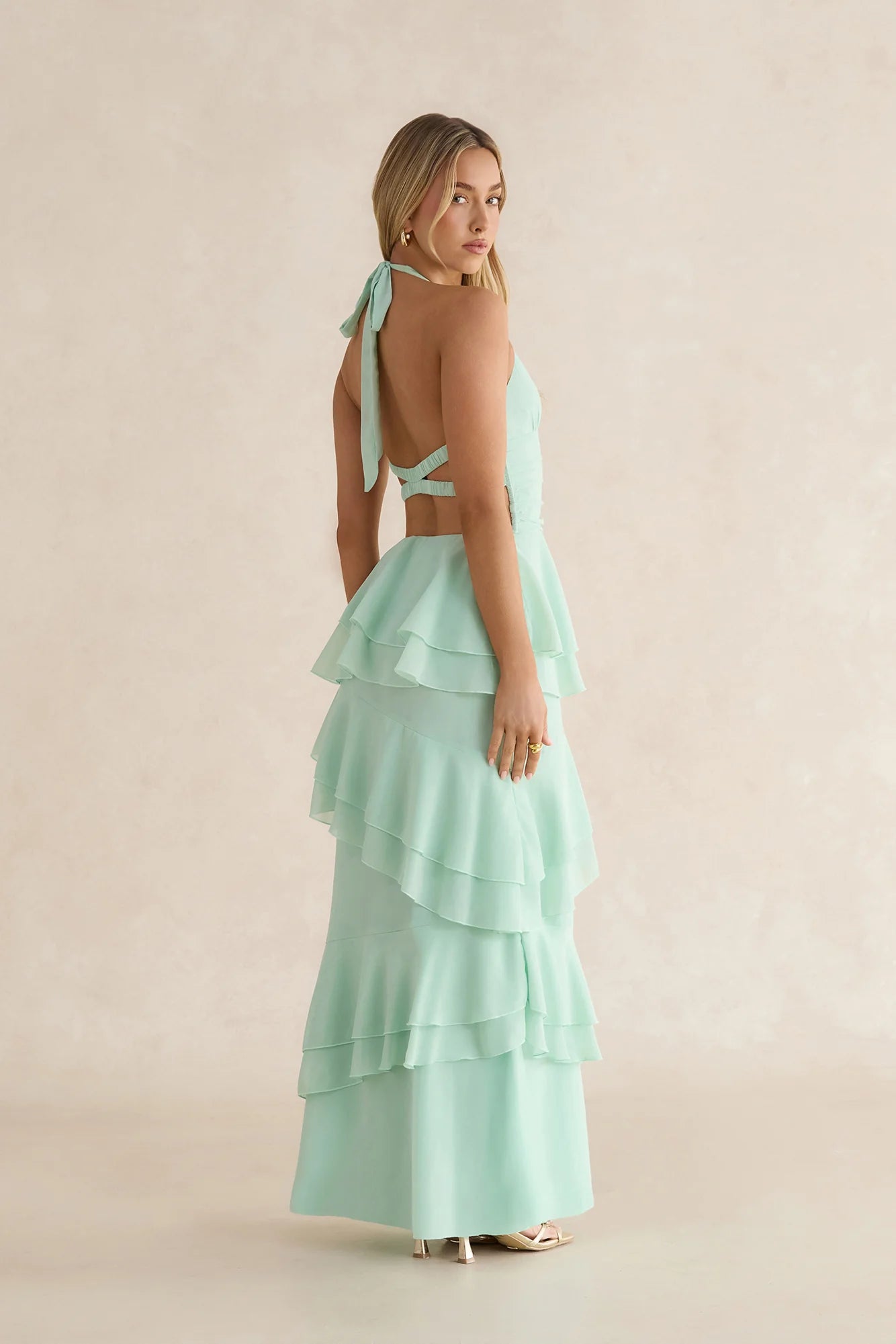 Path Of Fate Halter Maxi Dress Sage