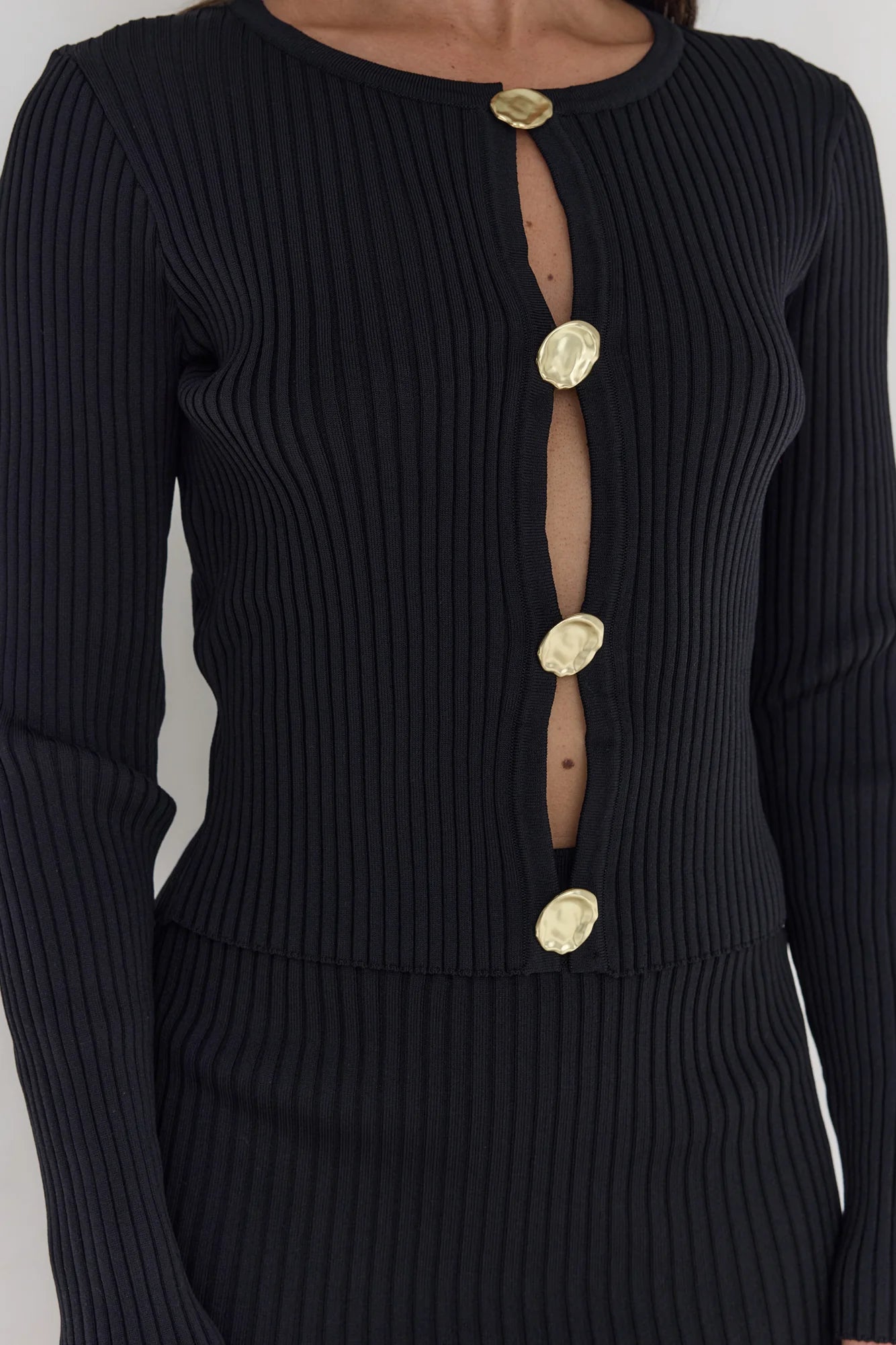 Snowdrop Knit Long Sleeve Top Black