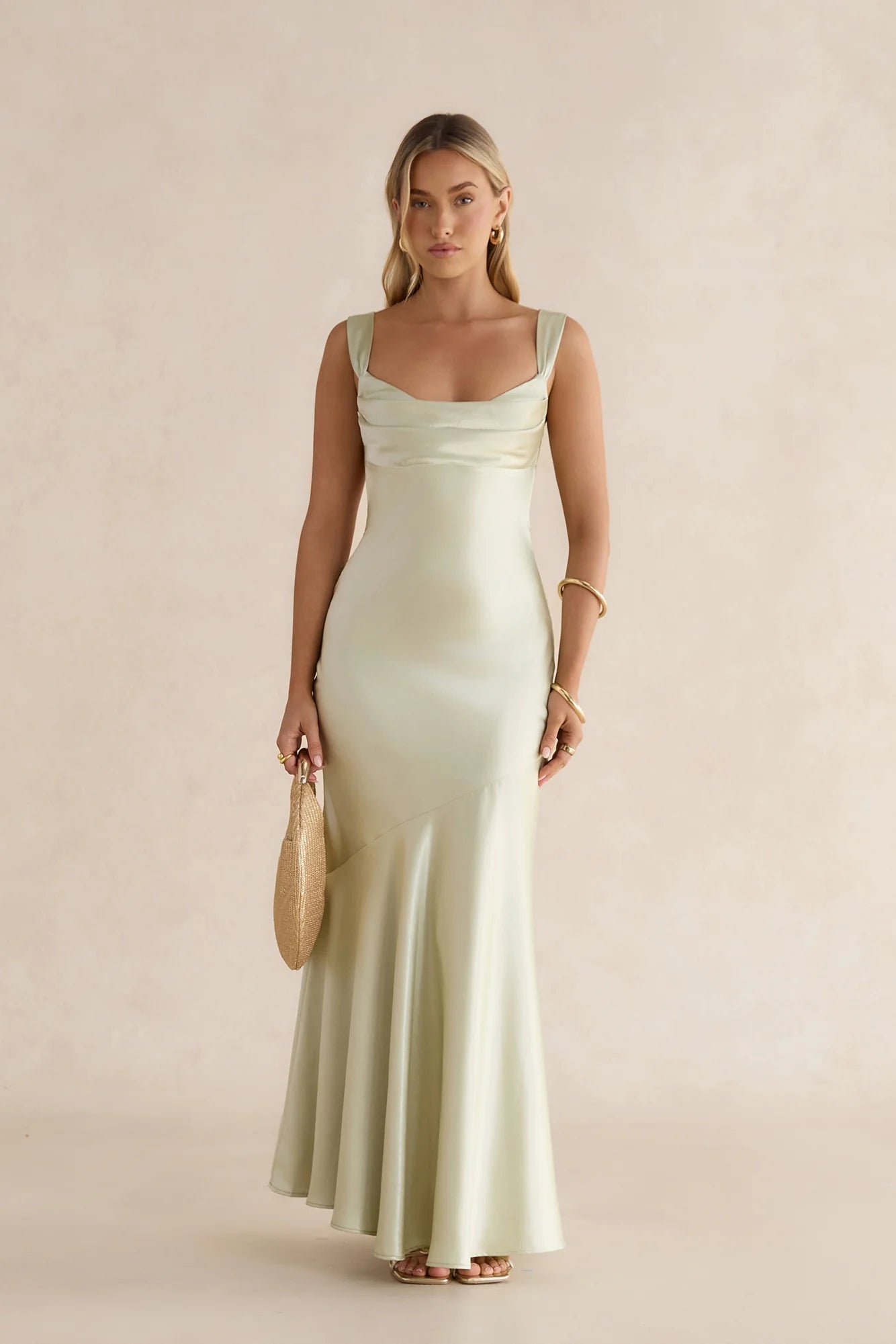 Wish From An Angel Satin Maxi Dress Sage