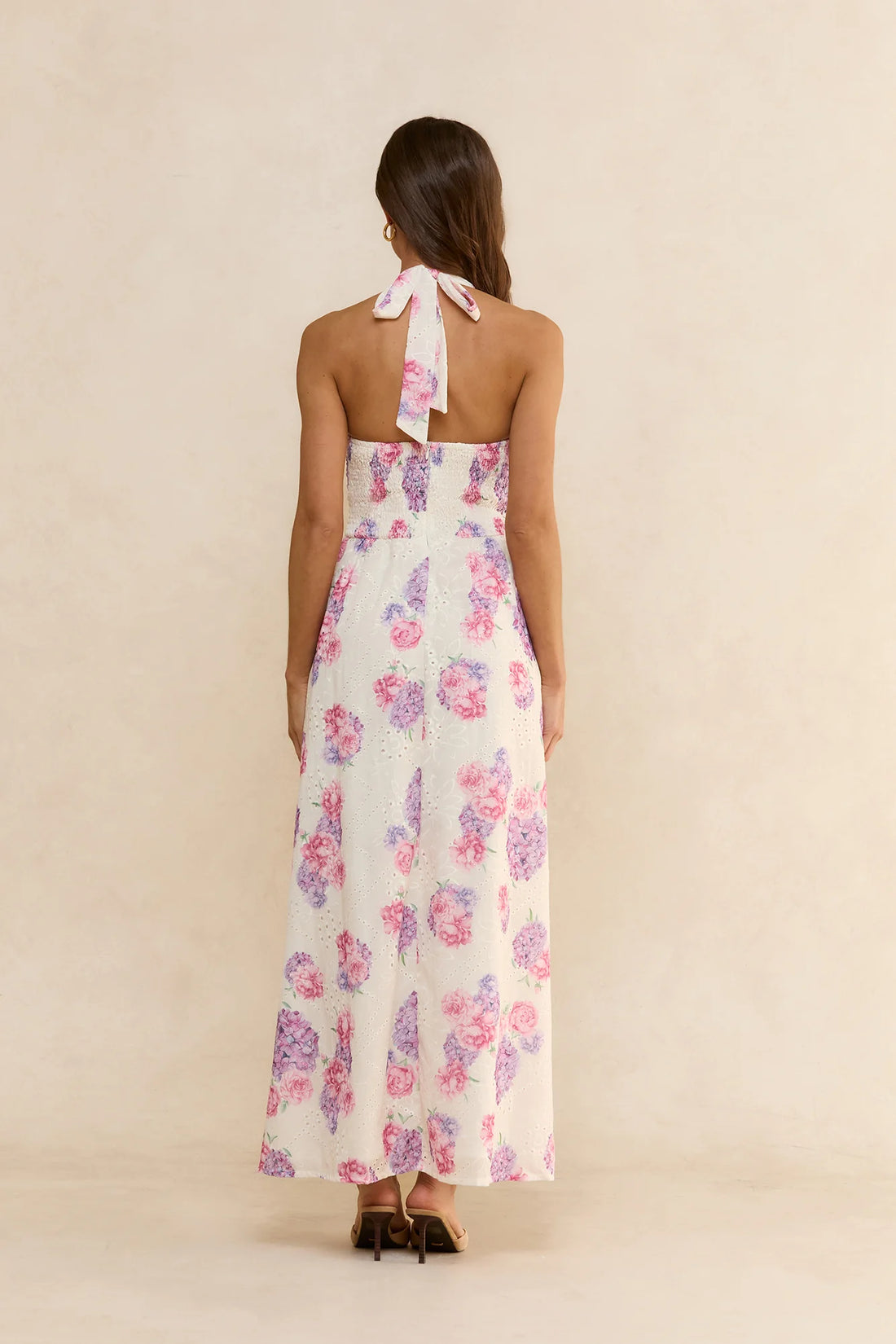 Hydrangea Haven Halter Maxi Dress Floral