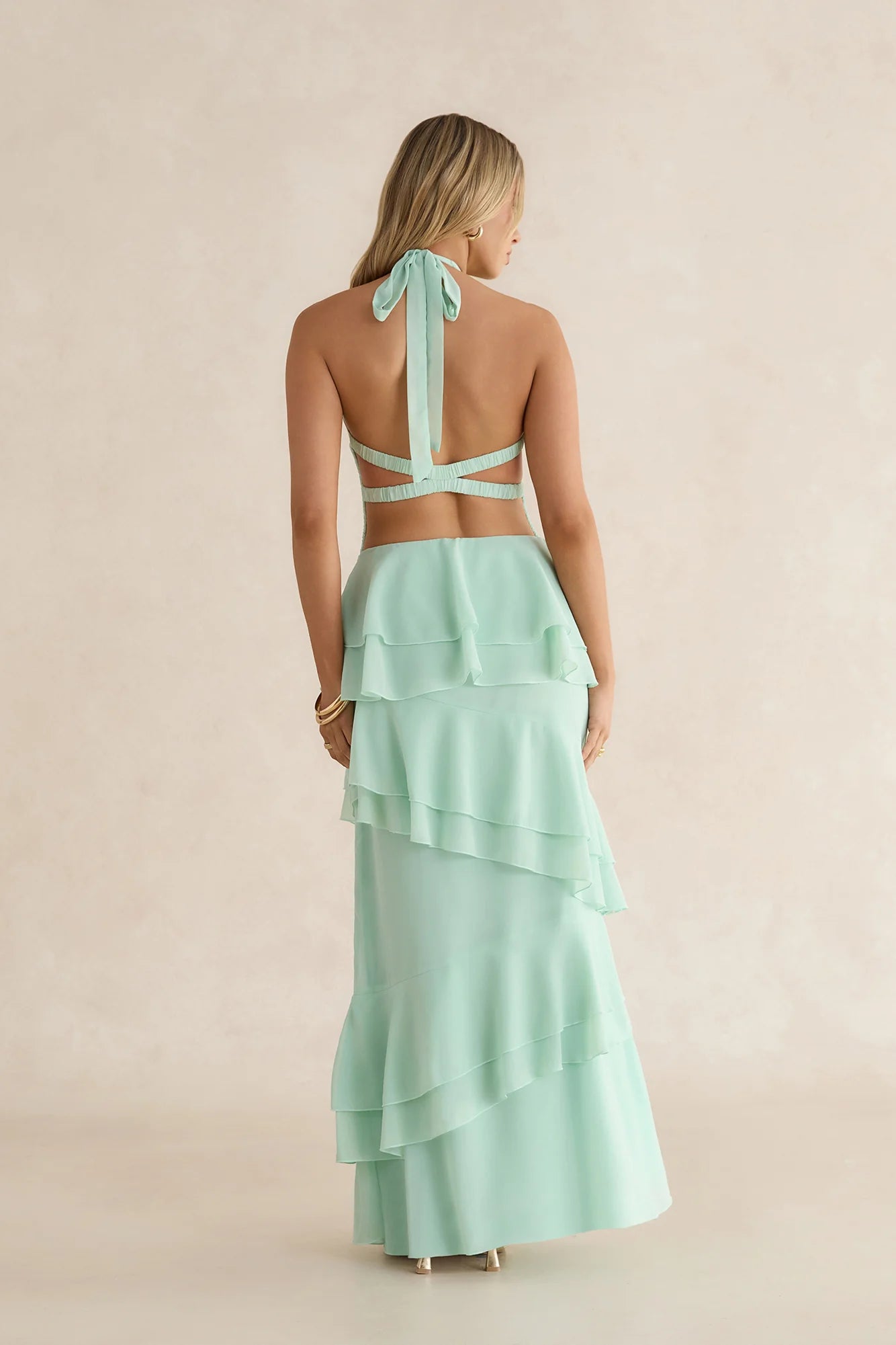Path Of Fate Halter Maxi Dress Sage