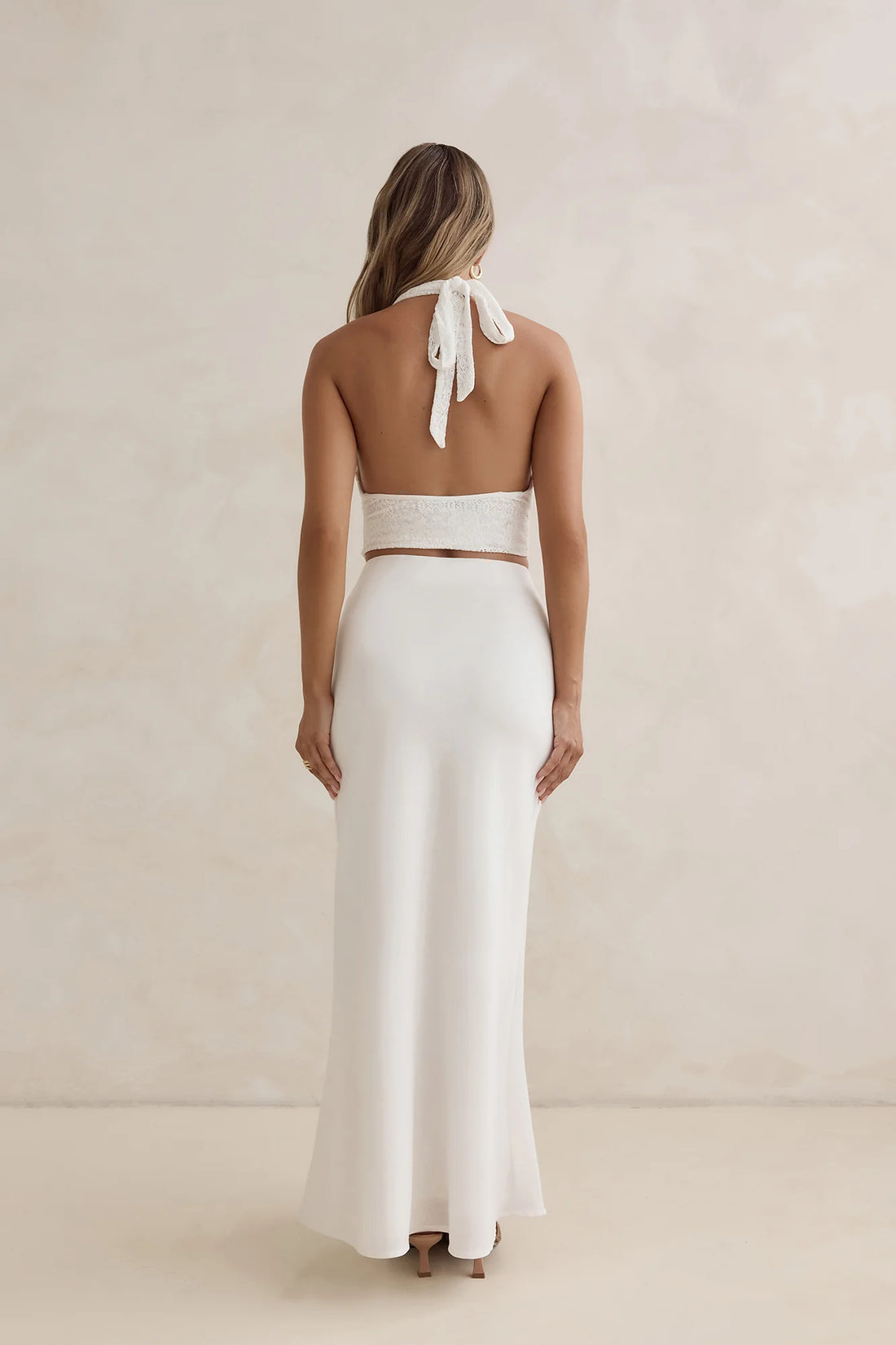 Sunset Drinks Linen Maxi Skirt White
